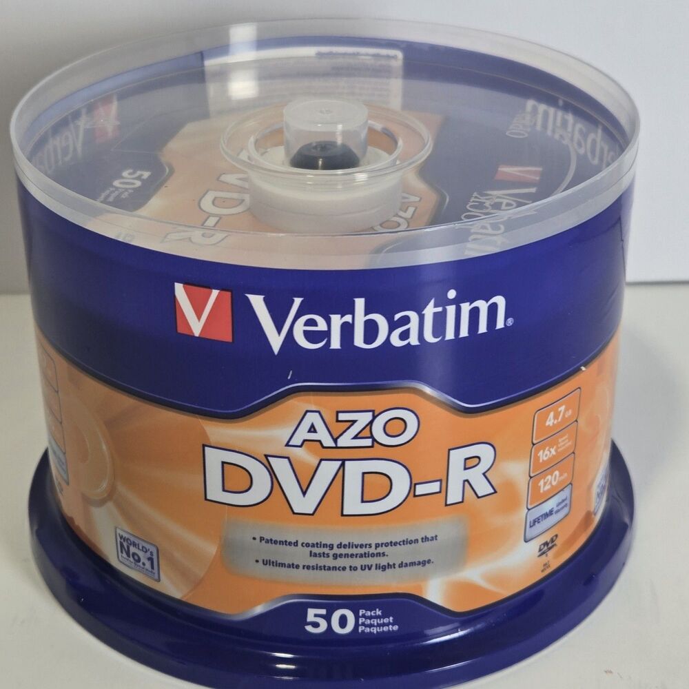 VERBATIM AZO DVD-R 16X 4.7GB Branded Logo 50 pack Spindle 95101